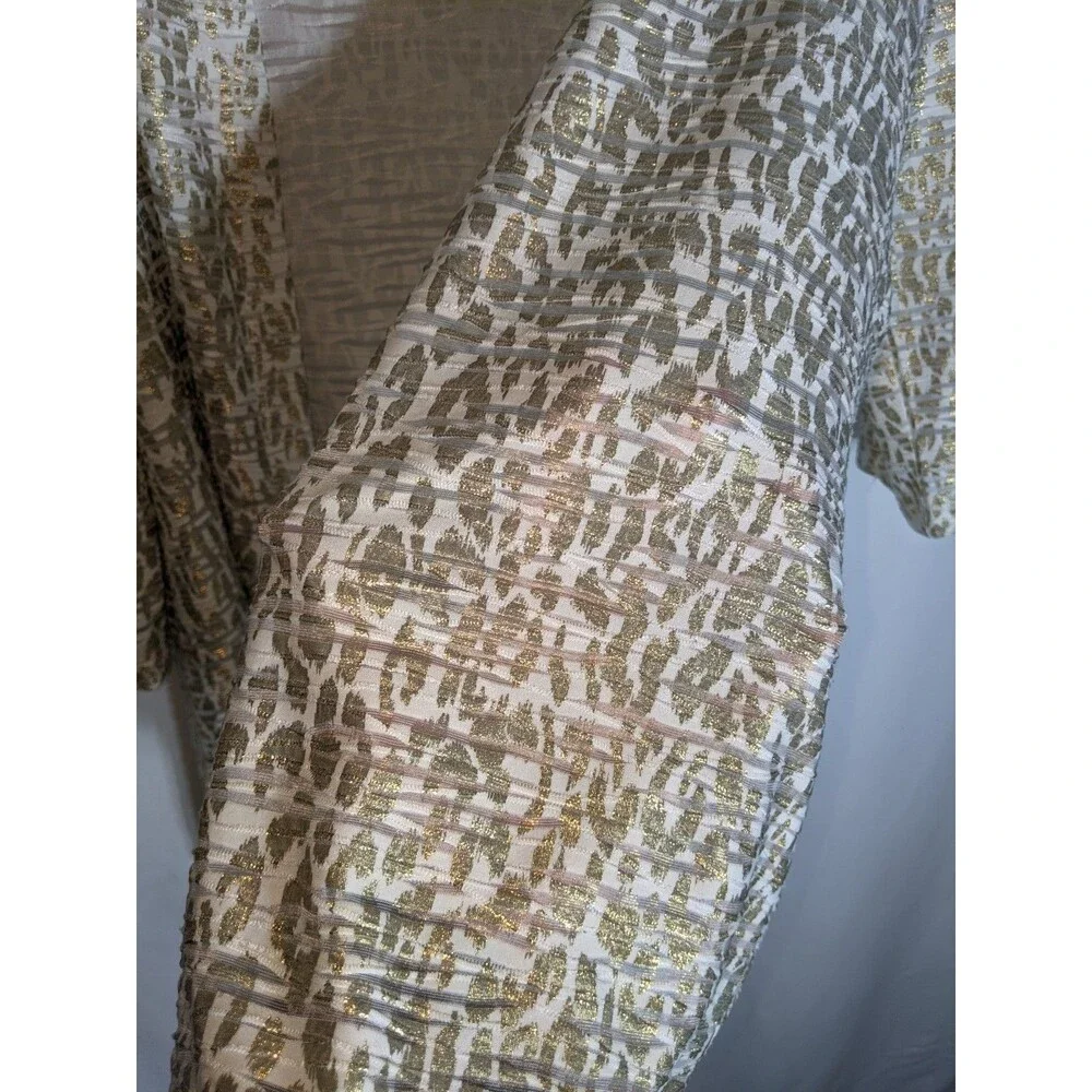 Chico's Travelers Collection Cardigan Jacket Sz 2 L Metallic Burnout Lightweight